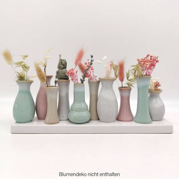 ﻿Mea Living 10 Väschen auf Tablett aus Keramik multicolour Blitzangebot