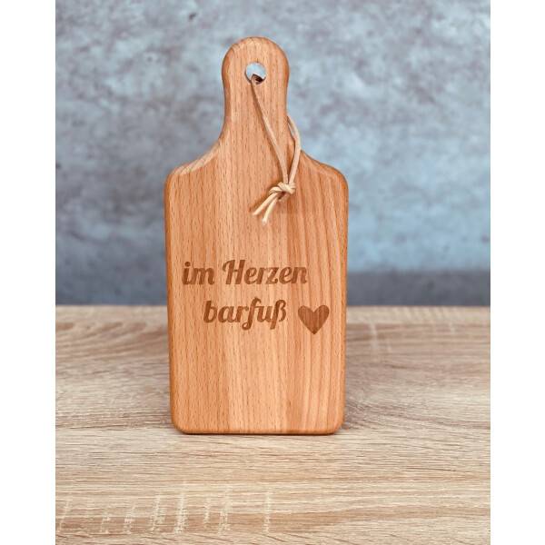 Mea Living Brettchen Paddel aus Holz mit Lederhänger "Im Herzen barfuß"