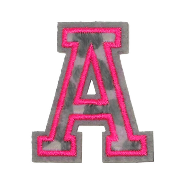 Mea Living Bügelpatch "A" Leo-Muster neonpink