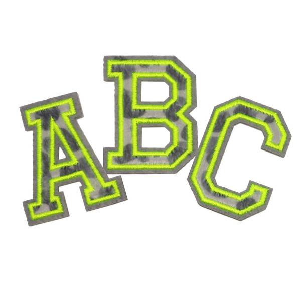 Mea Living Bügelpatch "B" Leo-Muster neongelb Sonderangebot der Fabrik