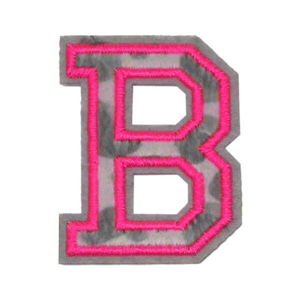 Mea Living Bügelpatch "B" Leo-Muster neonpink