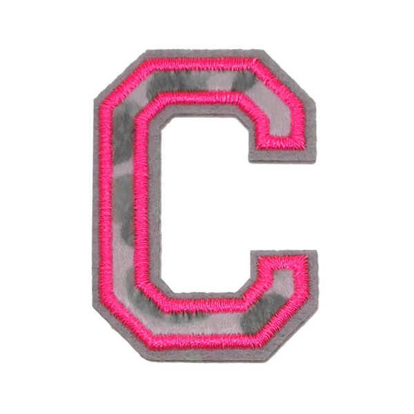 Mea Living Bügelpatch "C" Leo-Muster neonpink
