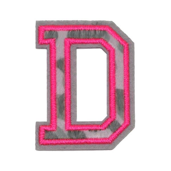 Mea Living Bügelpatch "D" Leo-Muster neonpink
