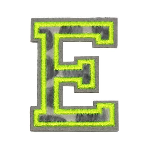 Mea Living Bügelpatch "E" Leo-Muster neongelb