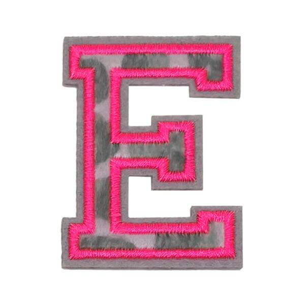 Mea Living Bügelpatch "E" Leo-Muster neonpink