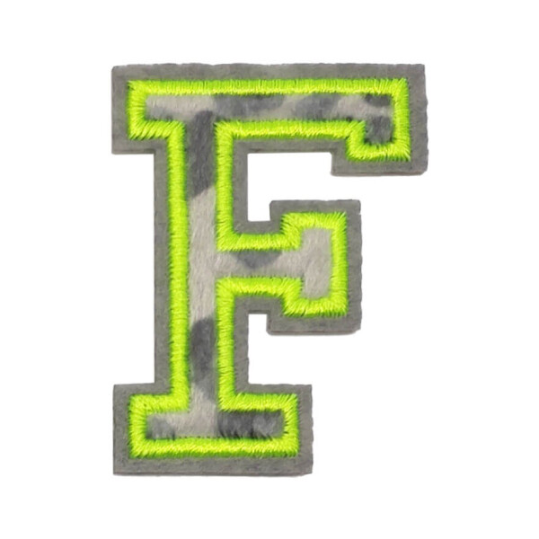 Mea Living Bügelpatch "F" Leo-Muster neongelb