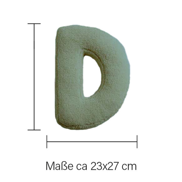 Mea Living Buchstabenkissen "D" grün Fabrikpreis