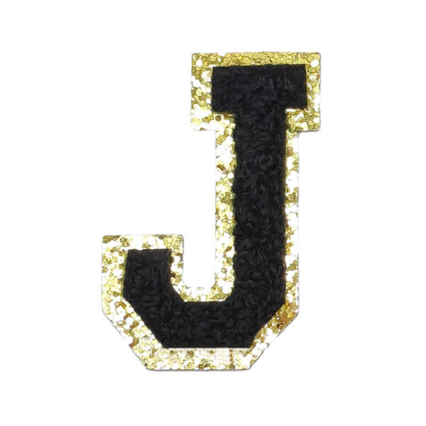 Mea Living Buchstabensticker "J" schwarz/gold Glitter