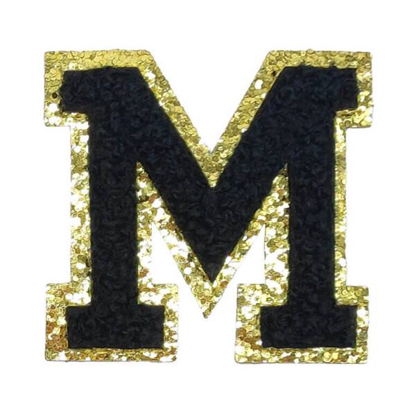 Mea Living Buchstabensticker "M" schwarz/gold Glitter