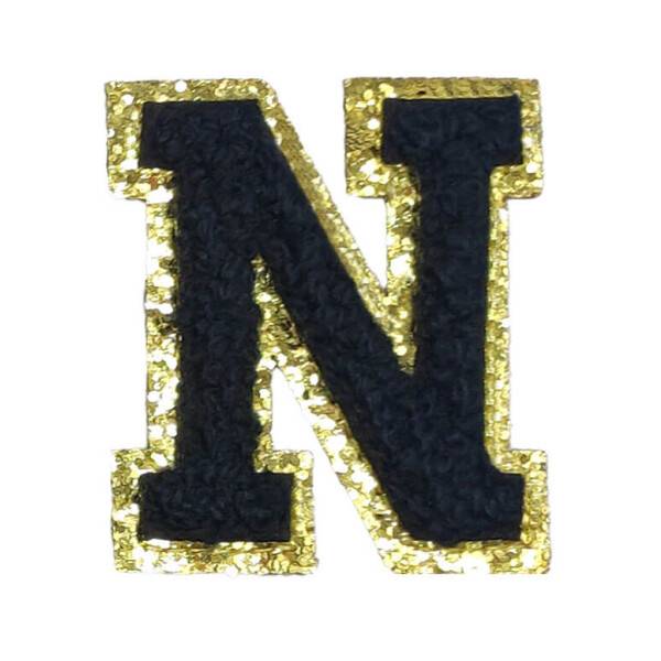 Mea Living Buchstabensticker "N" schwarz/gold Glitter