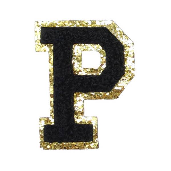 Mea Living Buchstabensticker "P" schwarz/gold Glitter