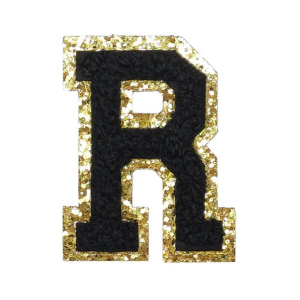 Mea Living Buchstabensticker "R" schwarz/gold Glitter