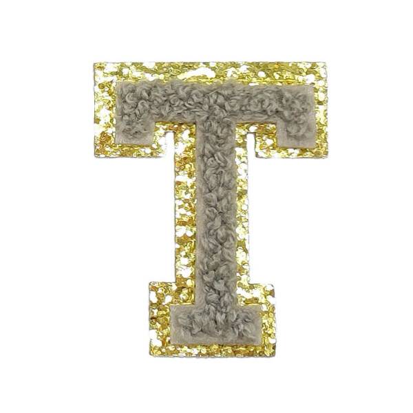 Mea Living Buchstabensticker "T" grau/gold Glitter