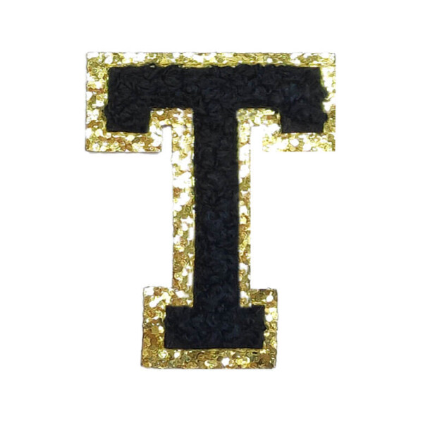 Mea Living Buchstabensticker "T" schwarz/gold Glitter