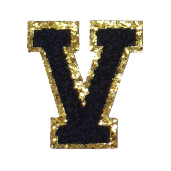 Mea Living Buchstabensticker "V" schwarz/gold Glitter