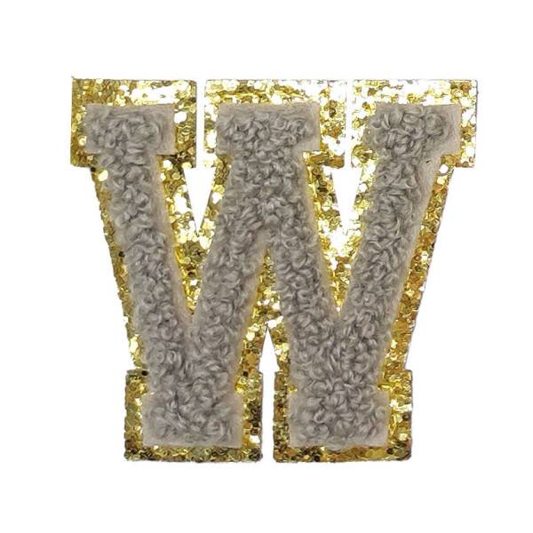 Mea Living Buchstabensticker "W" grau/gold Glitter