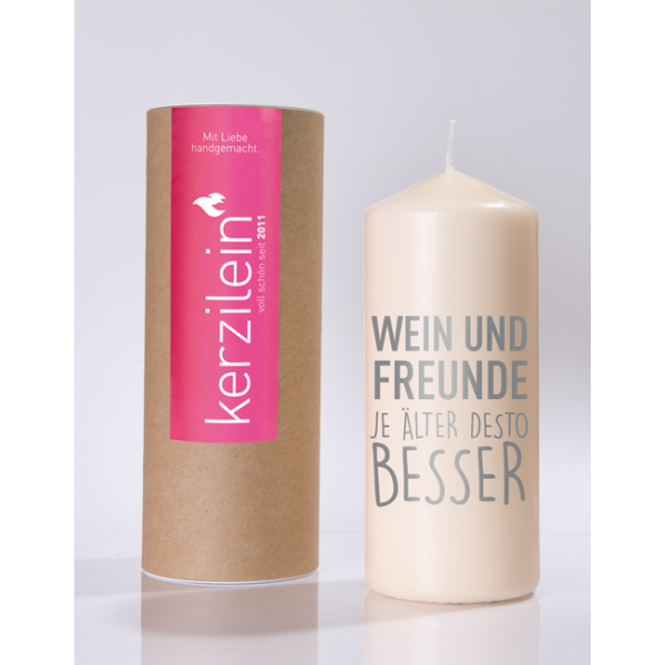 Mea Living Flamme, grau "Wein und Freunde, je älter desto besser" Versandkostenfrei