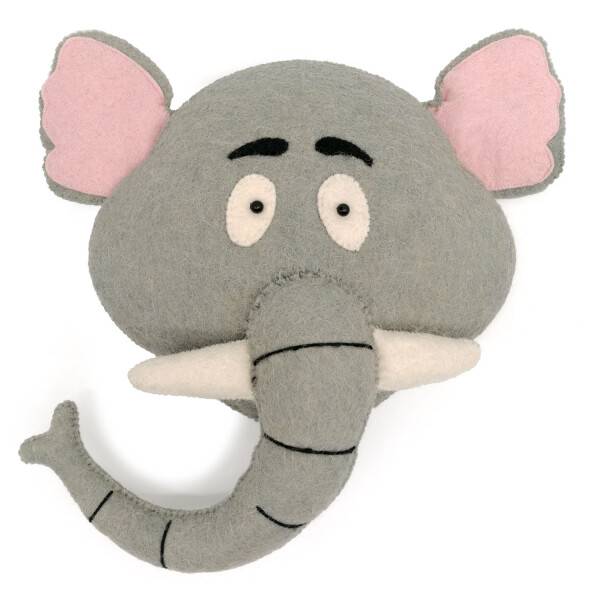 Mea Living Wanddekoration Tierkopf Elefant, Wollfilz - 38x7,5x38cm