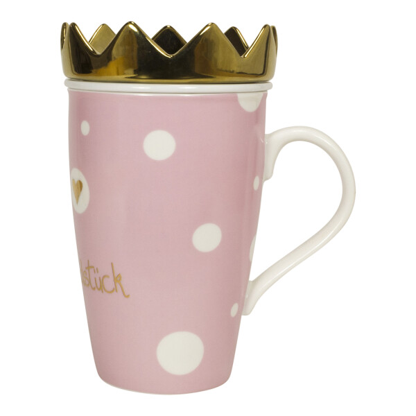 Mea Living Henkelbecher mit Teesieb und Kronendeckel "Goldstück" Black Friday Preise