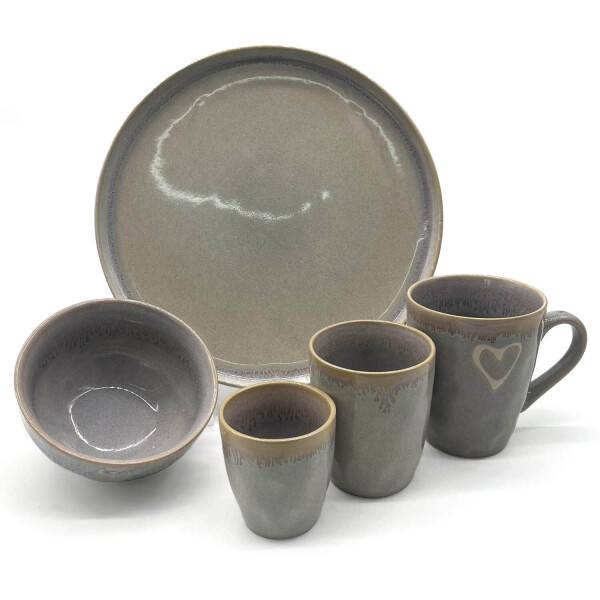 Mea Living Stoneware Espressobecher "Herz" sand Auslauf