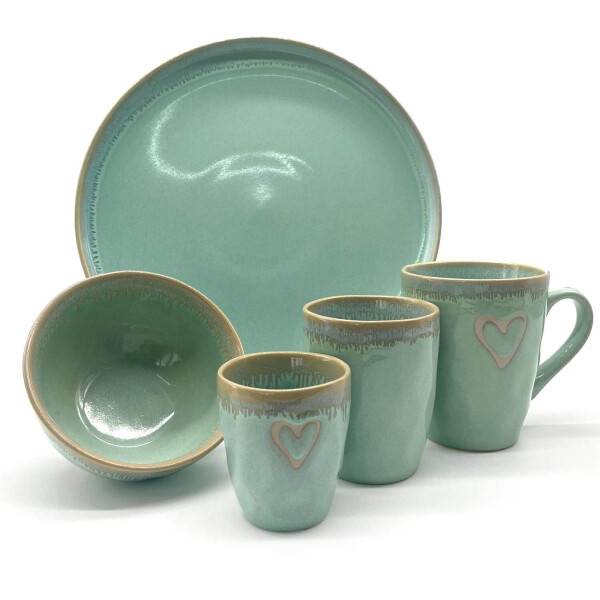 Mea Living Stoneware Espressobecher "Herz" türkis Verkauf