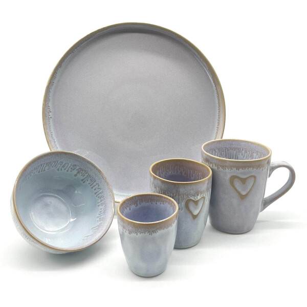 Mea Living Stoneware Kerze im Becher "Herz" polarweiß Günstiger Verkauf