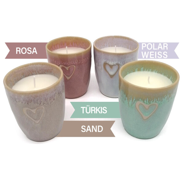 Mea Living Stoneware Kerze im Becher "Herz" rosa Fabrikverkauf