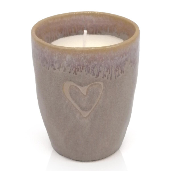 Mea Living Stoneware Kerze im Becher "Herz" sand