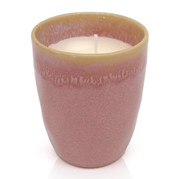 Mea Living Stoneware Kerze im Becher rosa