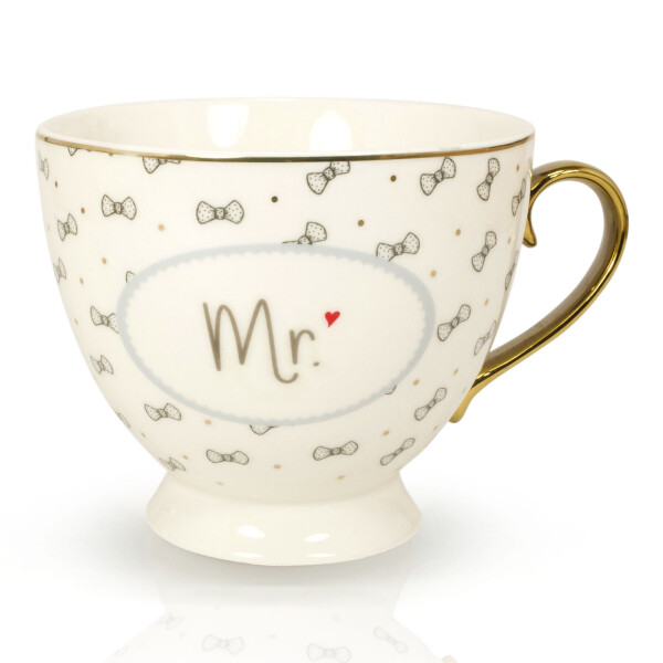 Mea Living Tasse mit Golddruck und Goldhenkel im Geschenkekarton "Mr."