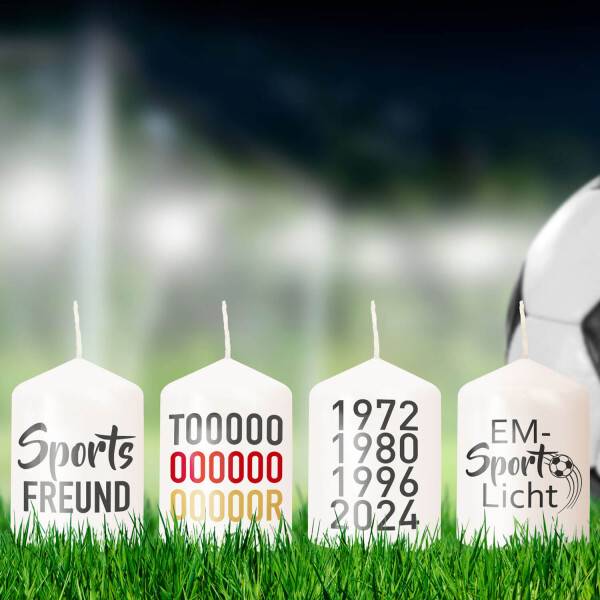 Mea Living Flämmchen, weiß/anthrazit "SPORTSFREUND" Fussball EM-Kerze Letzter Tag
