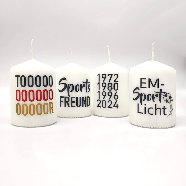 Mea Living Flämmchen, weiß/anthrazit "TOOOR" schwarz/rot/gold Fussball EM-Kerze Zeitbegrenzte Promotion