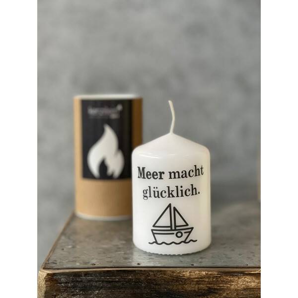Mea Living Flämmchen, weiß/anthrazit "Meer macht Glücklich" Bis zu 50% Rabatt