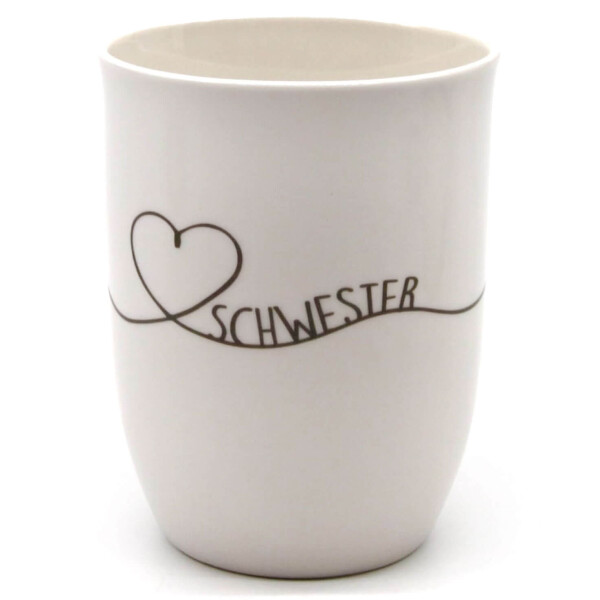 Mea Living Tasse mit Henkel "Herz geschwungen Schwester" anthrazit