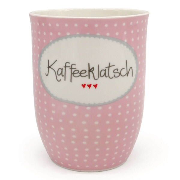 Mea Living Tasse mit Henkel "Kaffeeklatsch" rosa