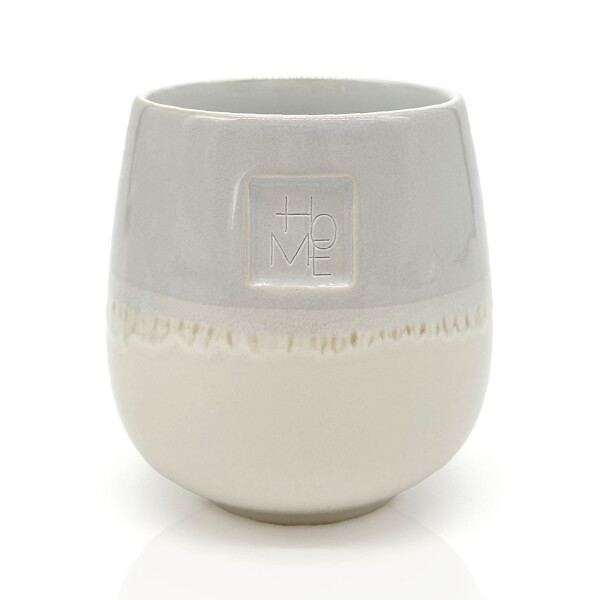 Mea Living Tasse ohne Henkel lasiert , grau, Motiv Home