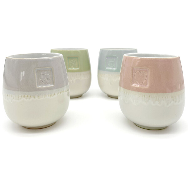 Mea Living Tasse ohne Henkel lasiert , grau, Motiv Home Rabatt