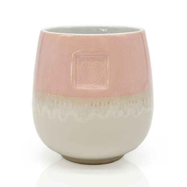 Mea Living Tasse ohne Henkel lasiert , rosa, Motiv Herz