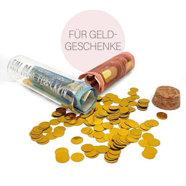 Mea Living Geldgeschenk Röhrchen "EIN PAAR FLOCKEN" Silber mit goldenem Konfetti Valentinstagsangebot