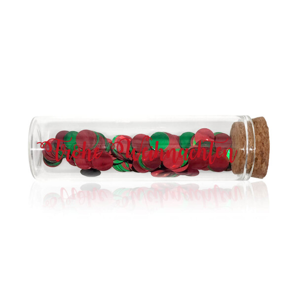 Mea Living Geldgeschenk Röhrchen "FROHE WEIHNACHTEN" Dunkelrot mit rot/grünem Konfetti Lagerräumung