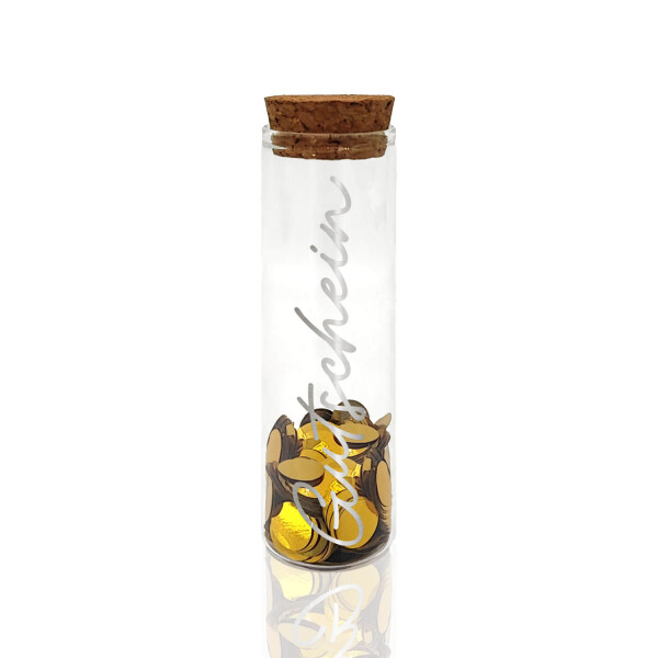 Mea Living Geldgeschenk Röhrchen "GUTSCHEIN" Silber mit goldenem Konfetti