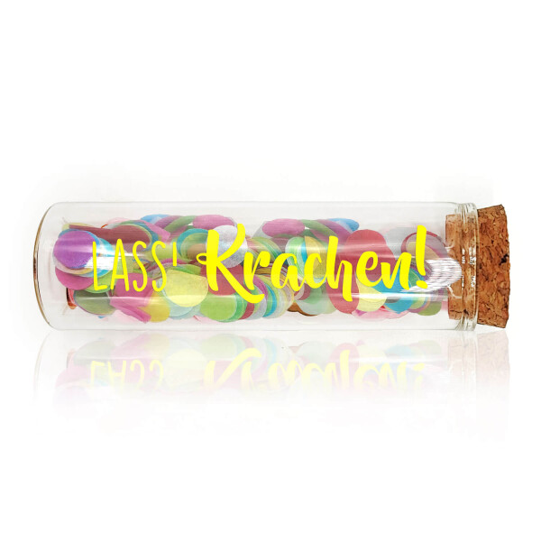Mea Living Geldgeschenk Röhrchen "LASS' KRACHEN", Neon Gelb mit buntem Konfetti Online Outlet