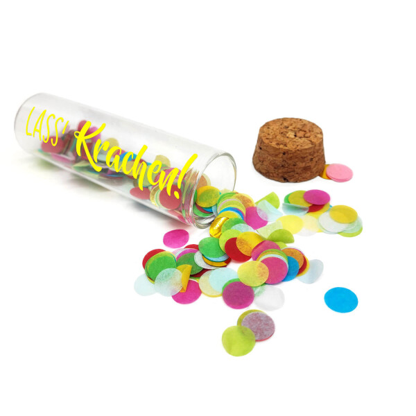 Mea Living Geldgeschenk Röhrchen "LASS' KRACHEN", Neon Gelb mit buntem Konfetti Online Outlet