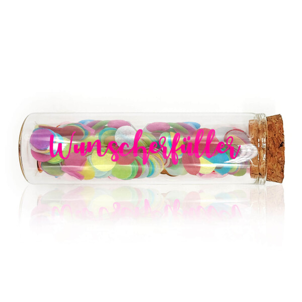 Mea Living Geldgeschenk Röhrchen "WUNSCHERFÜLLER", Neon Pink mit buntem Konfetti Zeitlich begrenztes Angebot