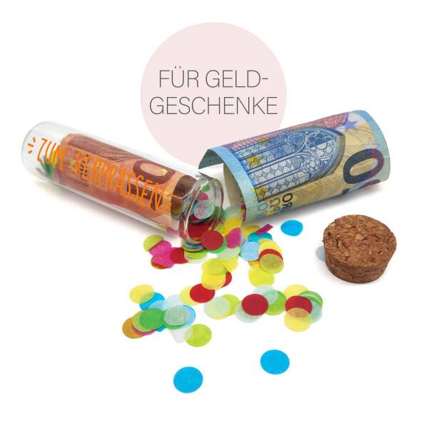 Mea Living Geldgeschenk Röhrchen "ZUM VERPRASSEN", Neon Orange mit buntem Konfetti Exklusive Angebote