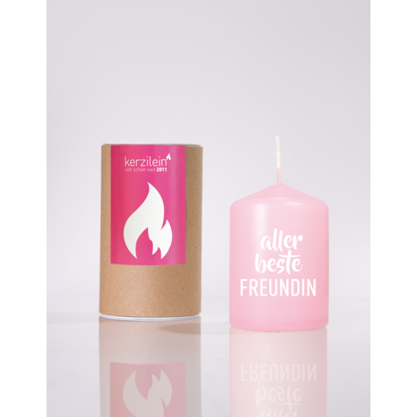 Mea Living Flämmchen, rosa/weiß "BESTE FREUNDIN"