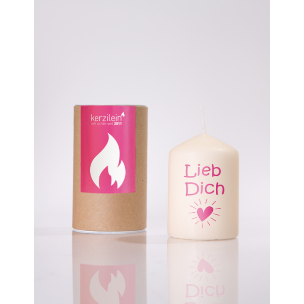 Mea Living Flämmchen, pink "Lieb Dich Herz"