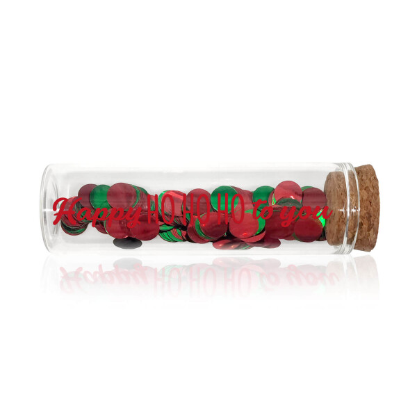 Mea Living Geldgeschenk Röhrchen "HAPPY HOHOHO TO YOU" Dunkelrot mit rot/grünem Konfetti Fabrikladen