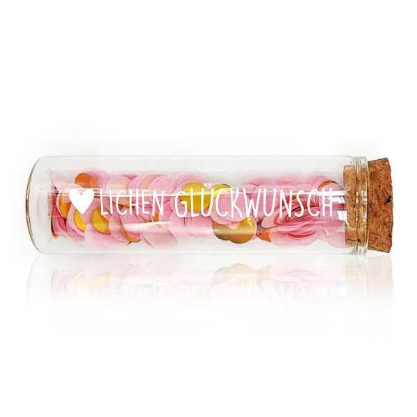 Mea Living Geldgeschenk Röhrchen "HERZLICHEN GLÜCKWUNSCH", Weiß mit rosa Konfetti Speichern exportieren