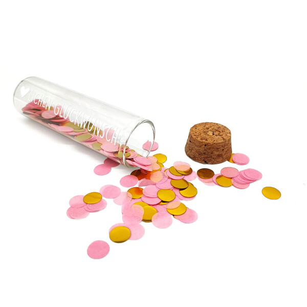 Mea Living Geldgeschenk Röhrchen "HERZLICHEN GLÜCKWUNSCH", Weiß mit rosa Konfetti Speichern exportieren